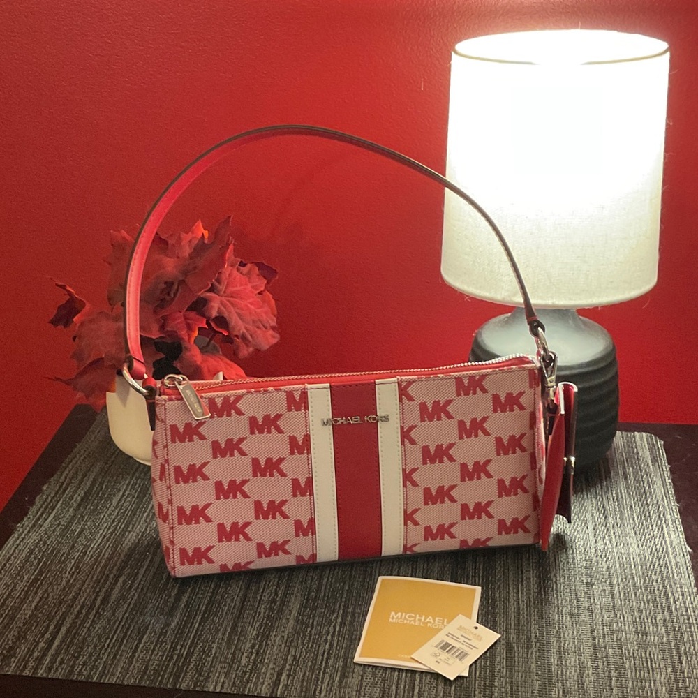 Michael Kors Red and White Shoulder Bag